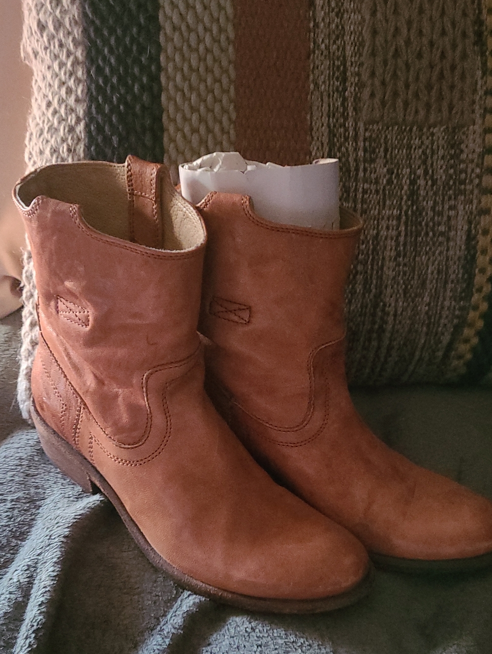 Frye Women’s Cognac Mid-Calf Western Booties Size Women's 6.5B